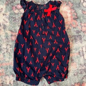 Carter’s - Navy Romper with Red Lobster Print, 3mo